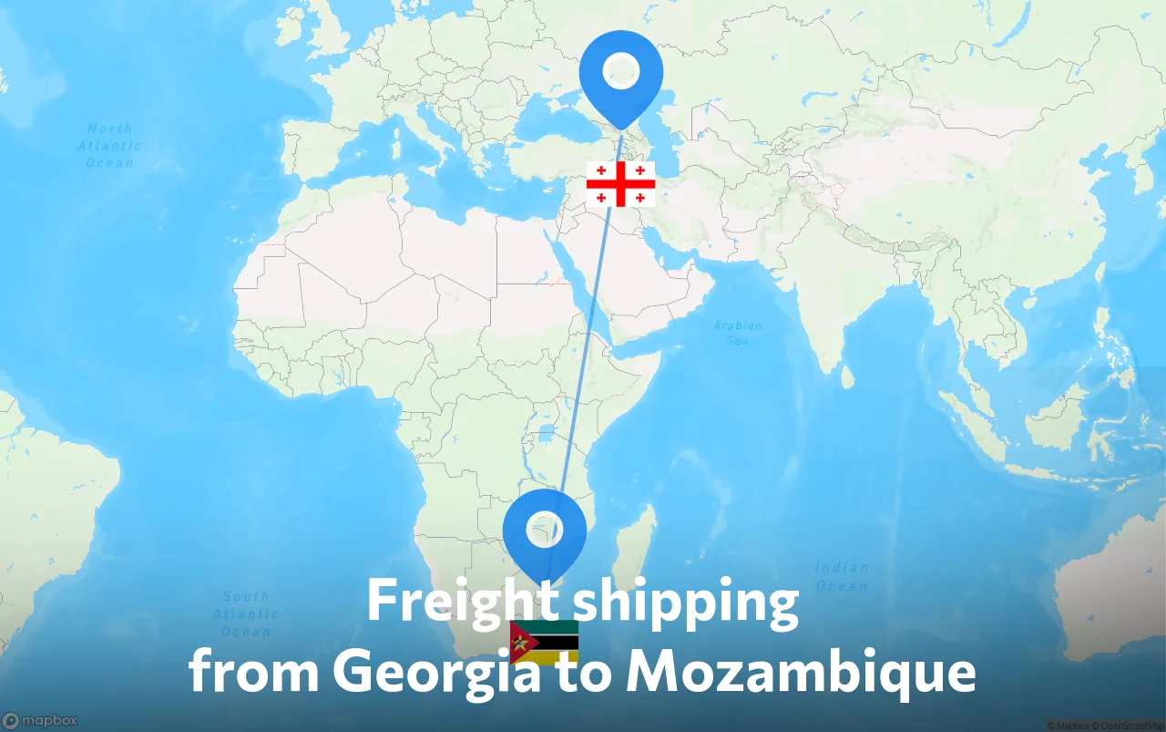 Shipping route from Georgia to Mozambique