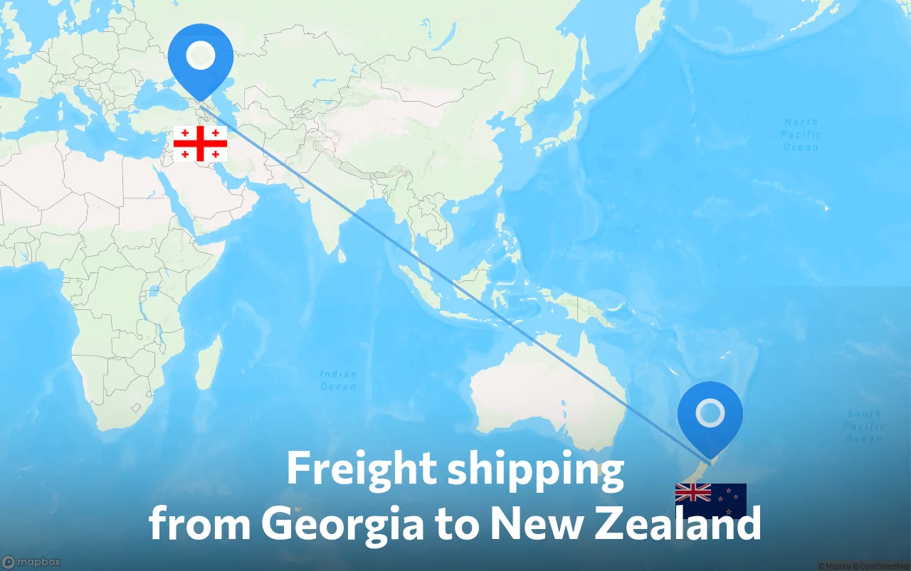 Shipping route from Georgia to New Zealand