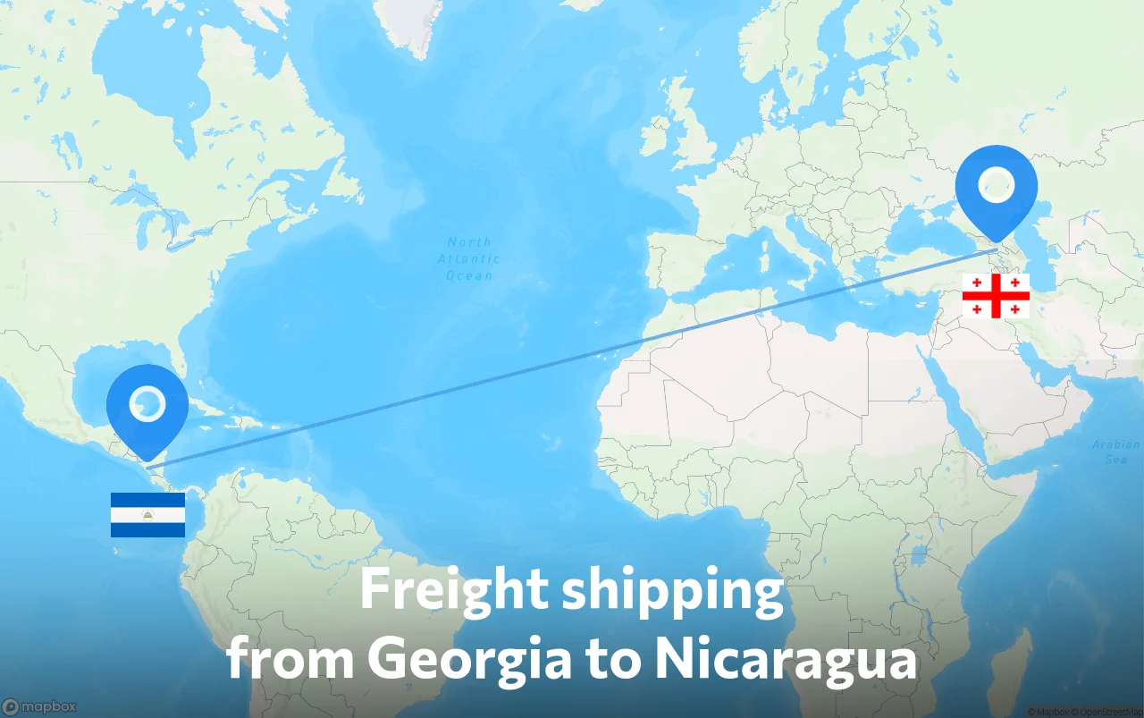 Shipping route from Georgia to Nicaragua