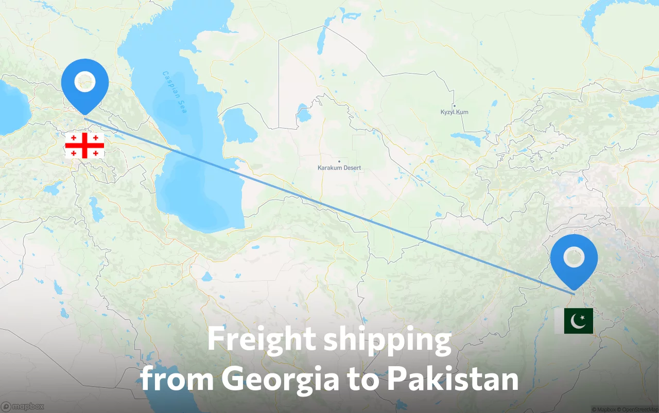 Shipping route from Georgia to Pakistan