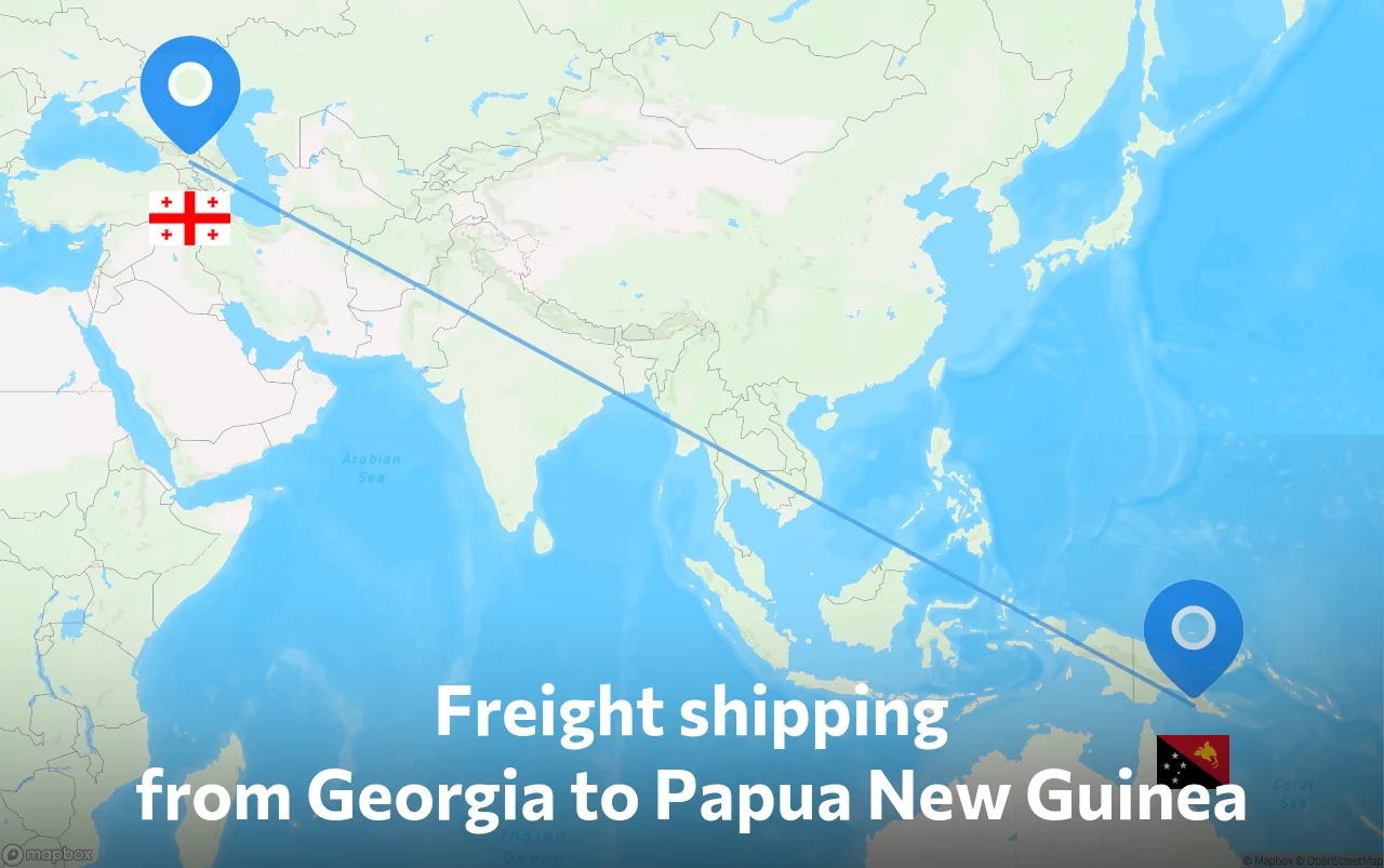 Shipping route from Georgia to Papua New Guinea