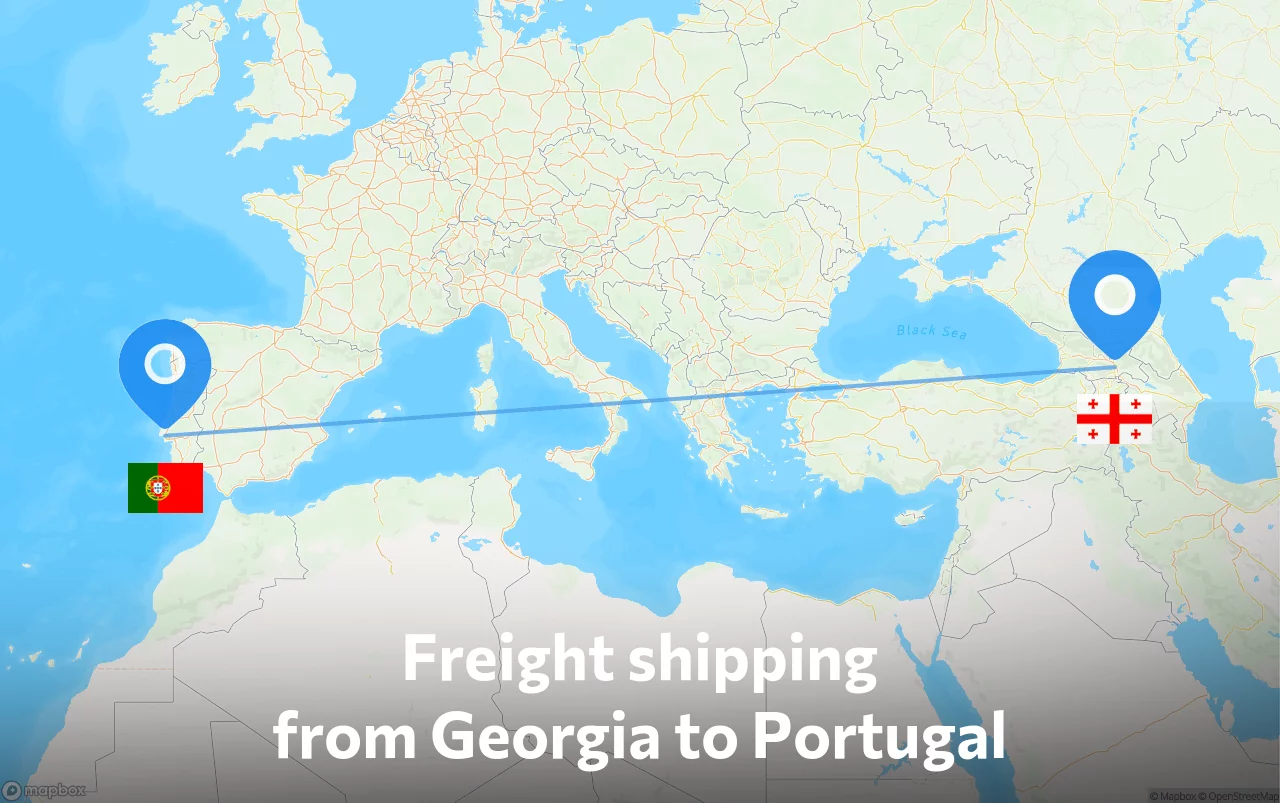Shipping route from Georgia to Portugal