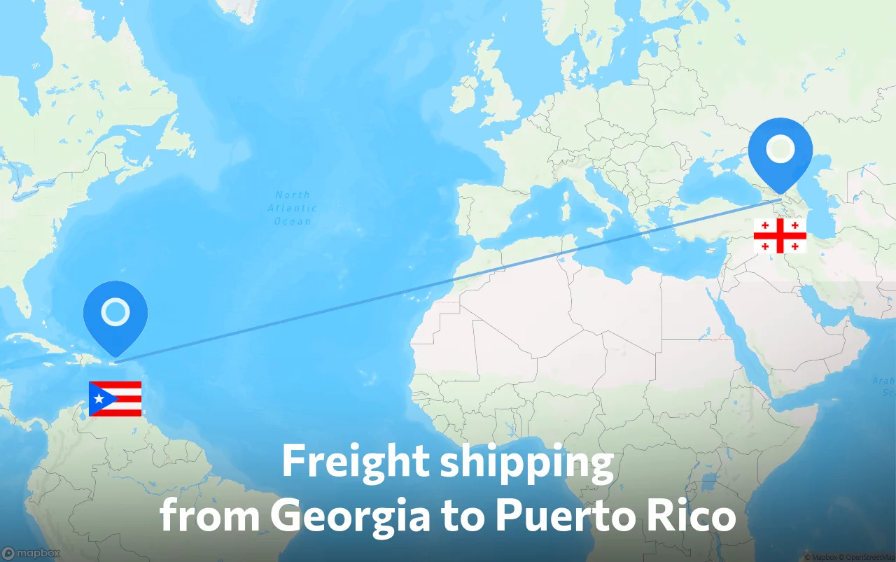 Shipping route from Georgia to Puerto Rico