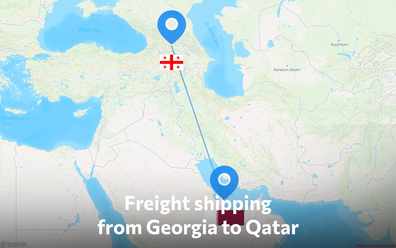 Shipping route from Georgia to Qatar