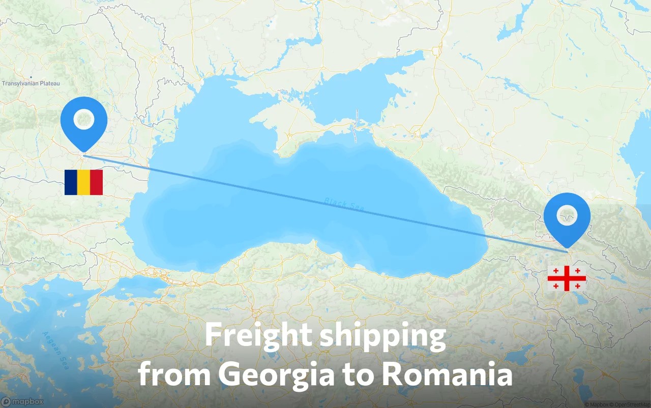 Shipping route from Georgia to Romania