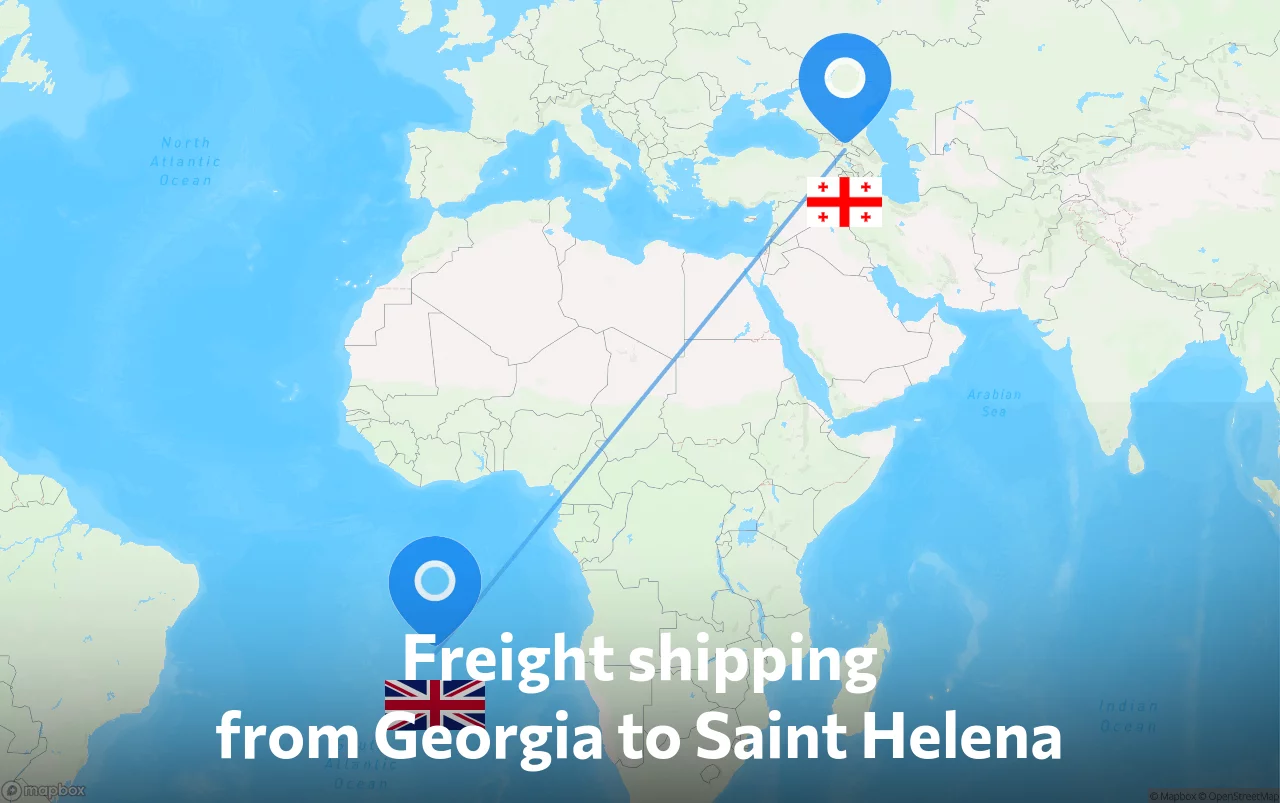 Shipping route from Georgia to Saint Helena