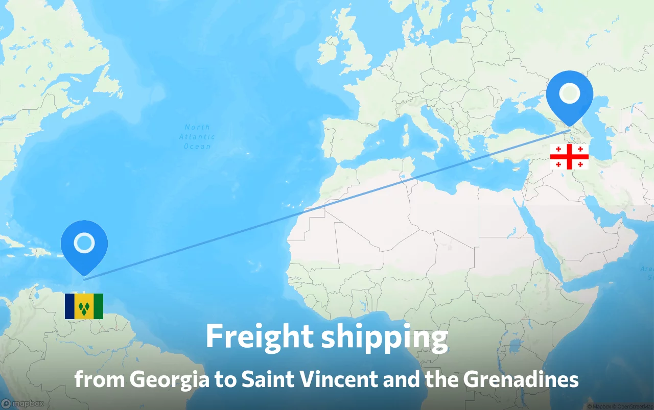 Shipping route from Georgia to Saint Vincent and the Grenadines