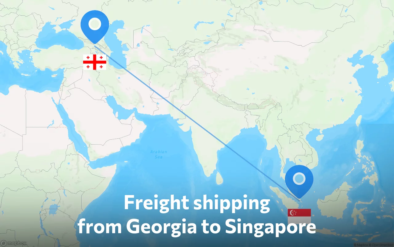 Shipping route from Georgia to Singapore