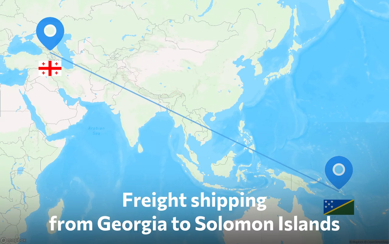 Shipping route from Georgia to Solomon Islands