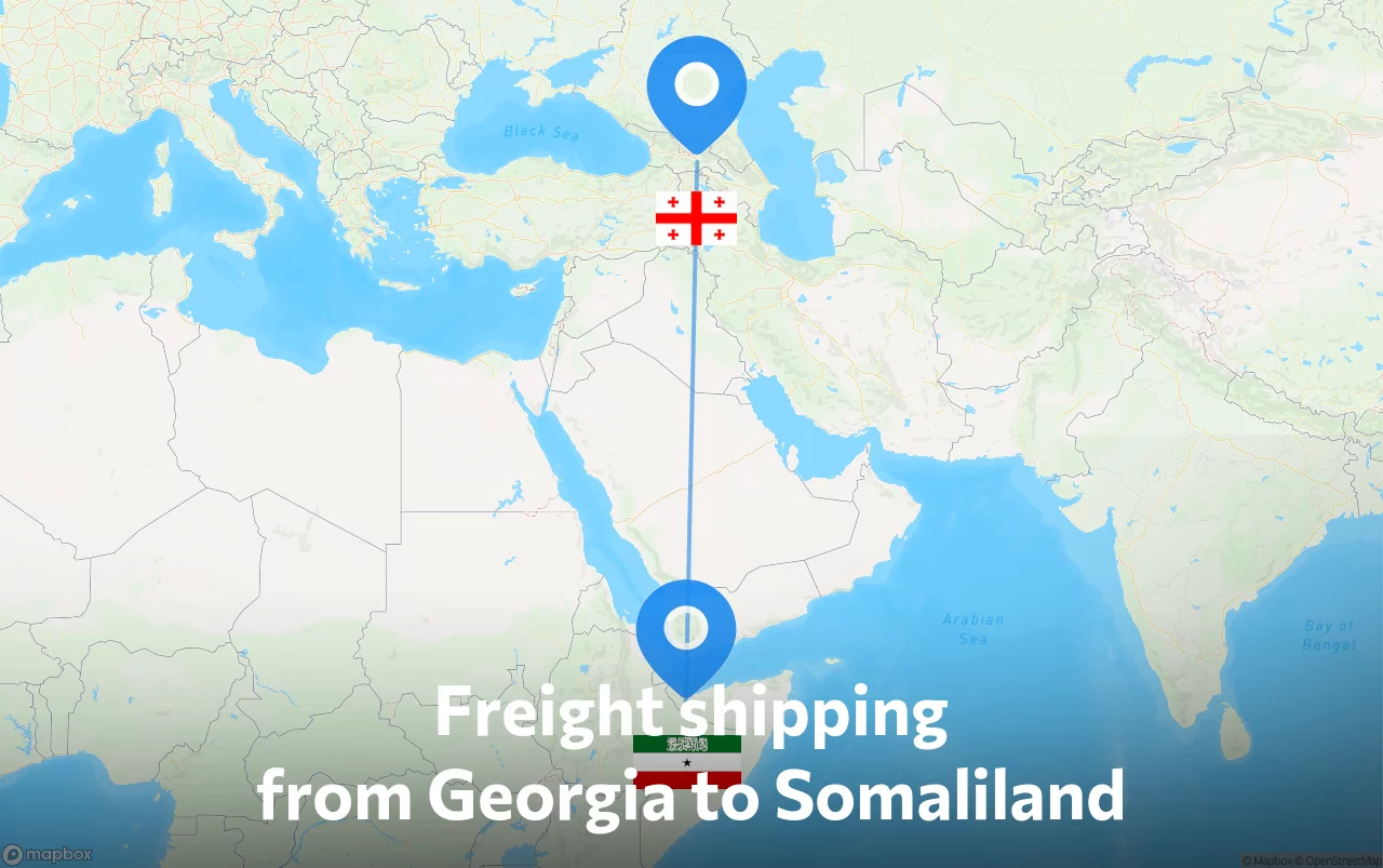 Shipping route from Georgia to Somaliland