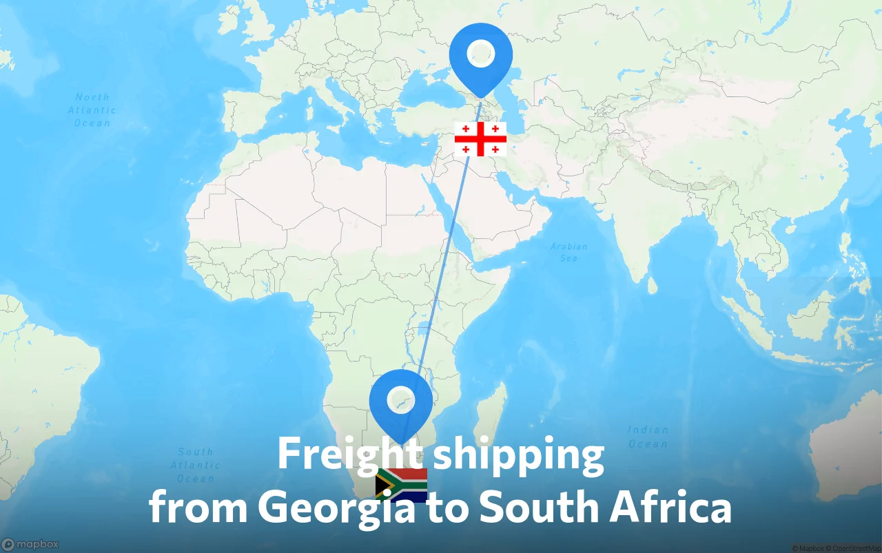 Shipping route from Georgia to South Africa