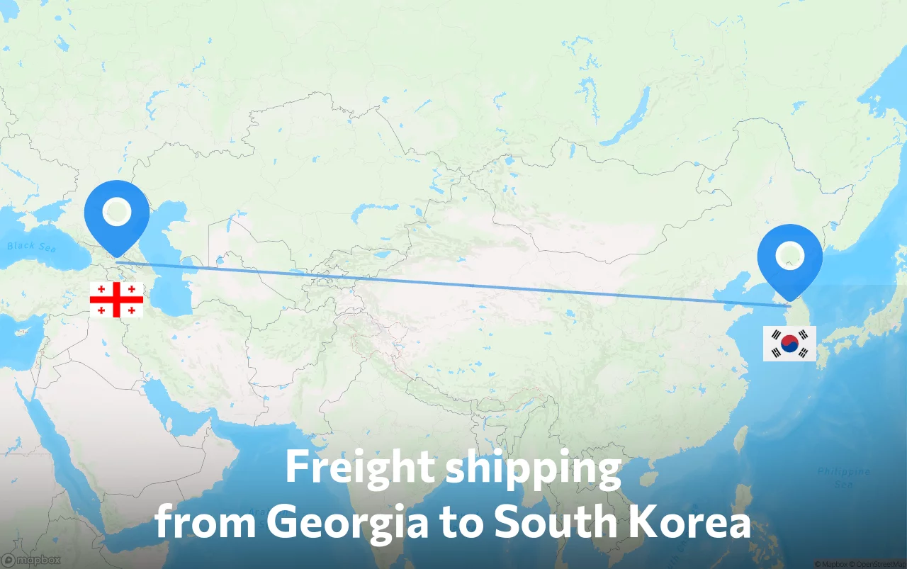 Shipping route from Georgia to South Korea