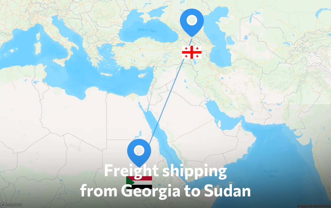 Shipping route from Georgia to Sudan