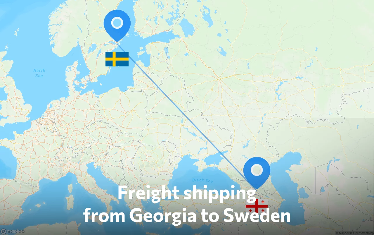 Shipping route from Georgia to Sweden