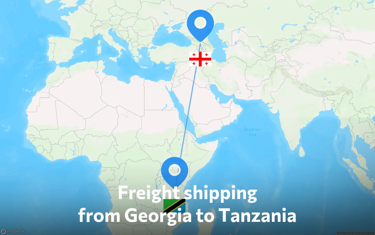 Shipping route from Georgia to Tanzania
