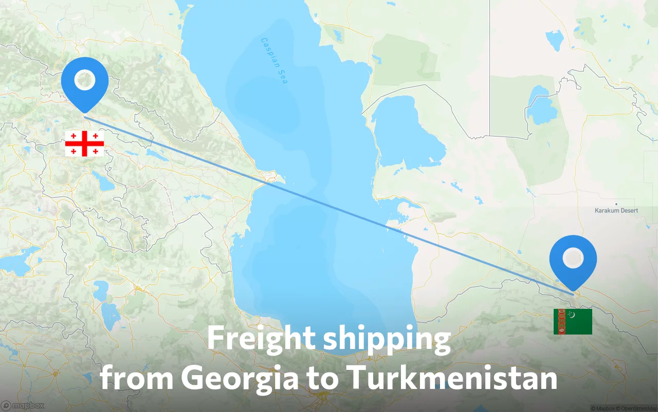 Shipping route from Georgia to Turkmenistan