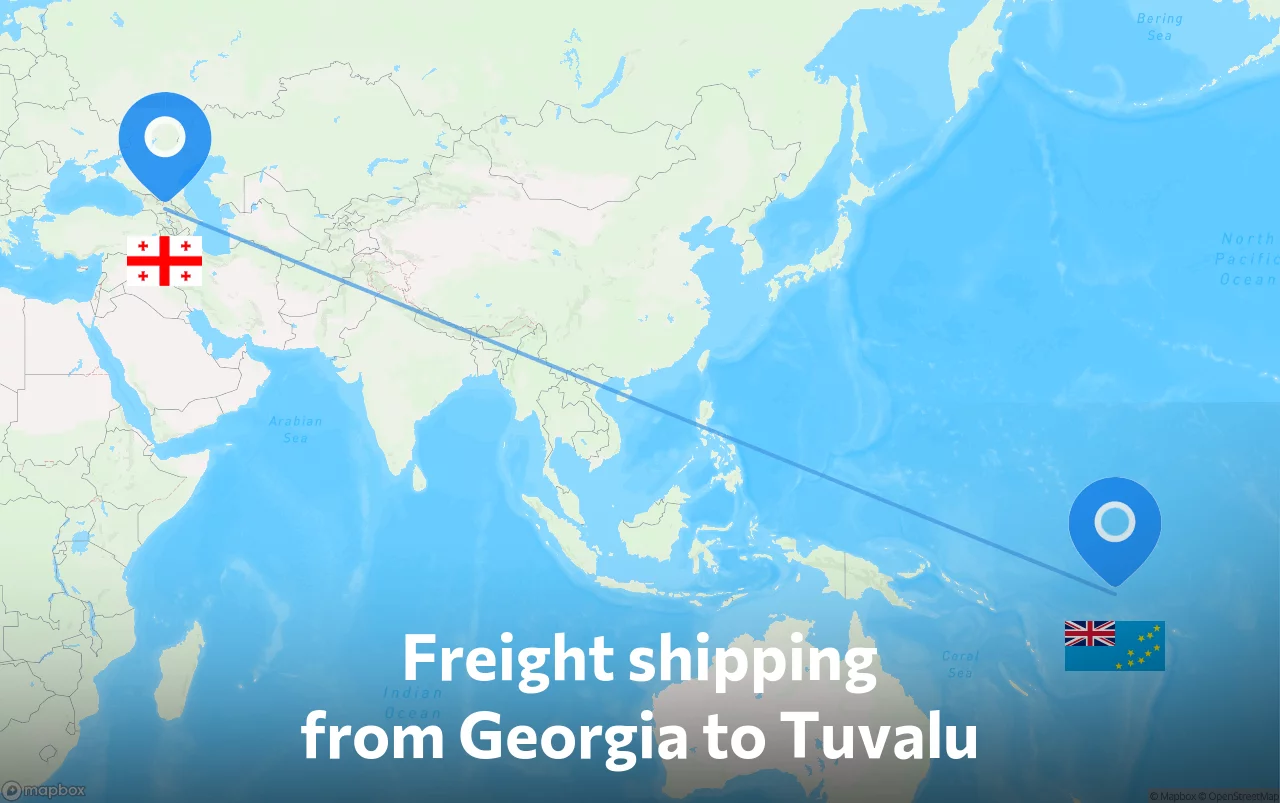 Shipping route from Georgia to Tuvalu
