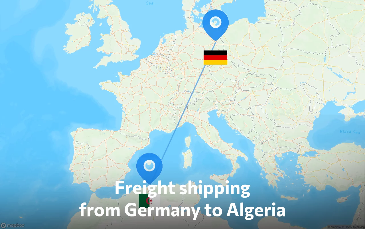 Shipping route from Germany to Algeria