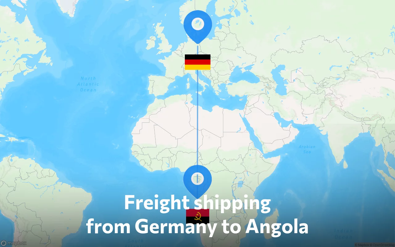 Shipping route from Germany to Angola