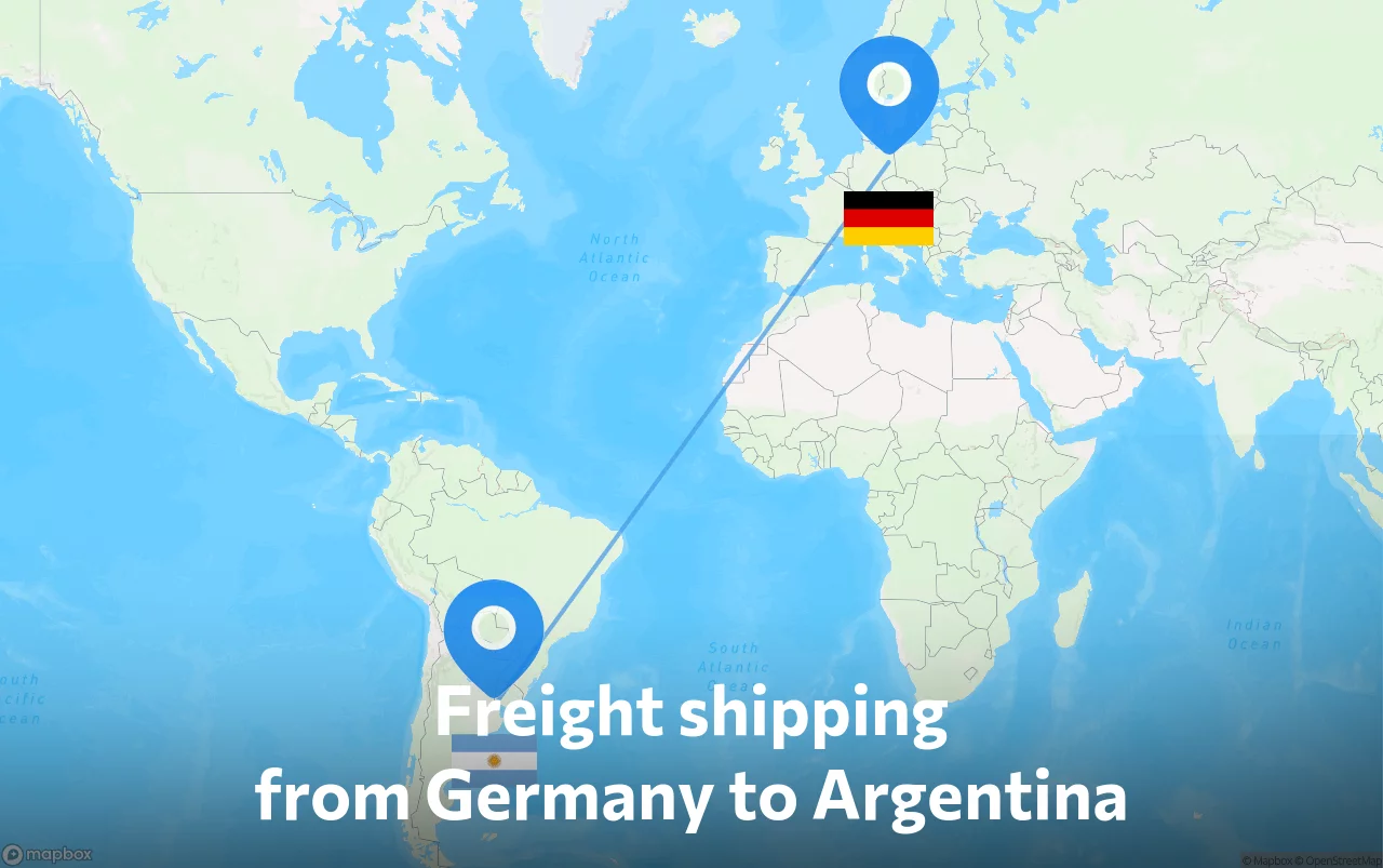 Shipping route from Germany to Argentina