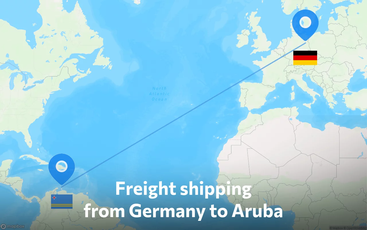 Shipping route from Germany to Aruba
