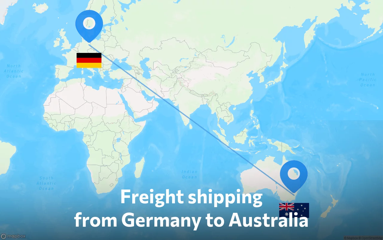 Shipping route from Germany to Australia