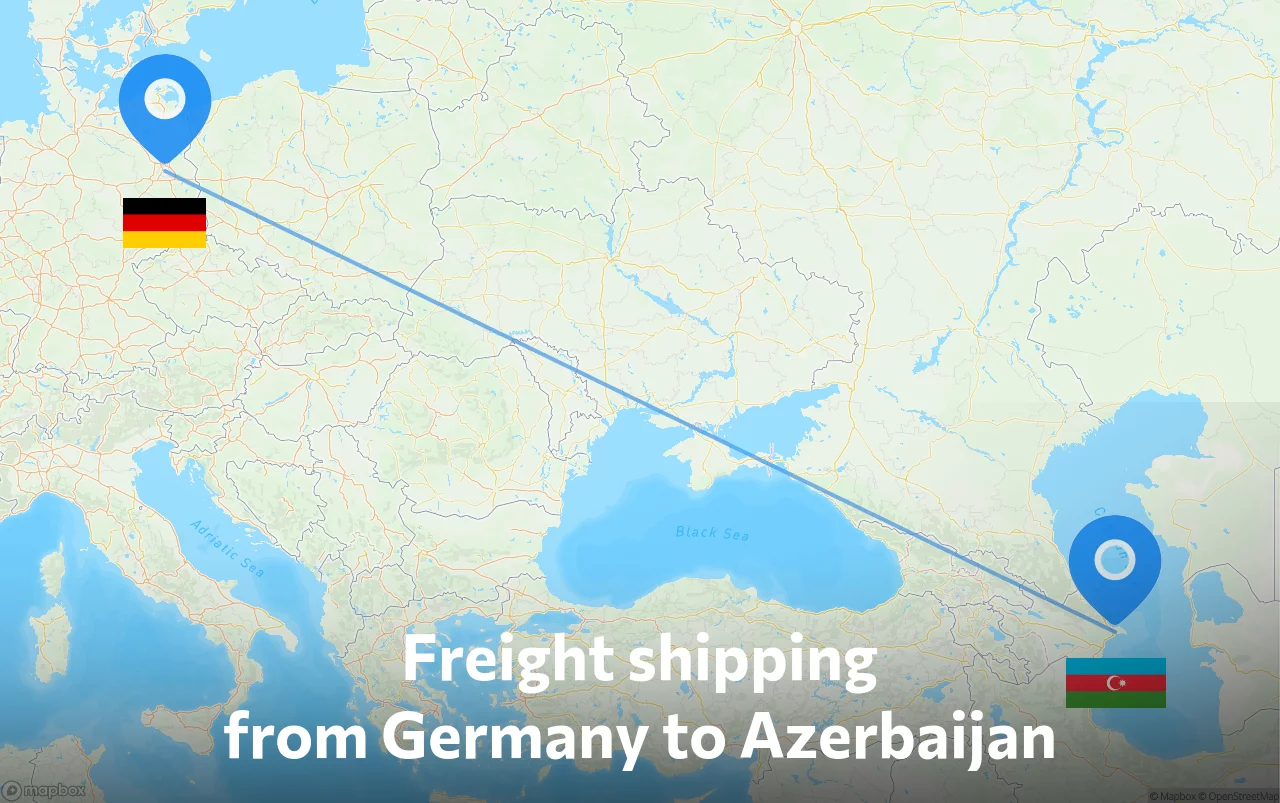 Shipping route from Germany to Azerbaijan