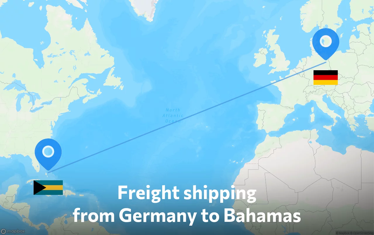 Shipping route from Germany to Bahamas