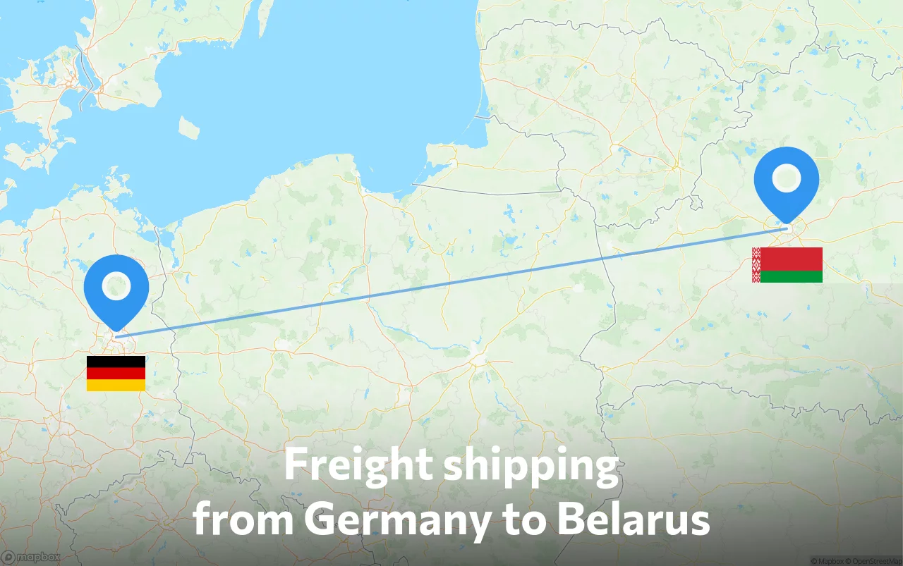 Shipping route from Germany to Belarus