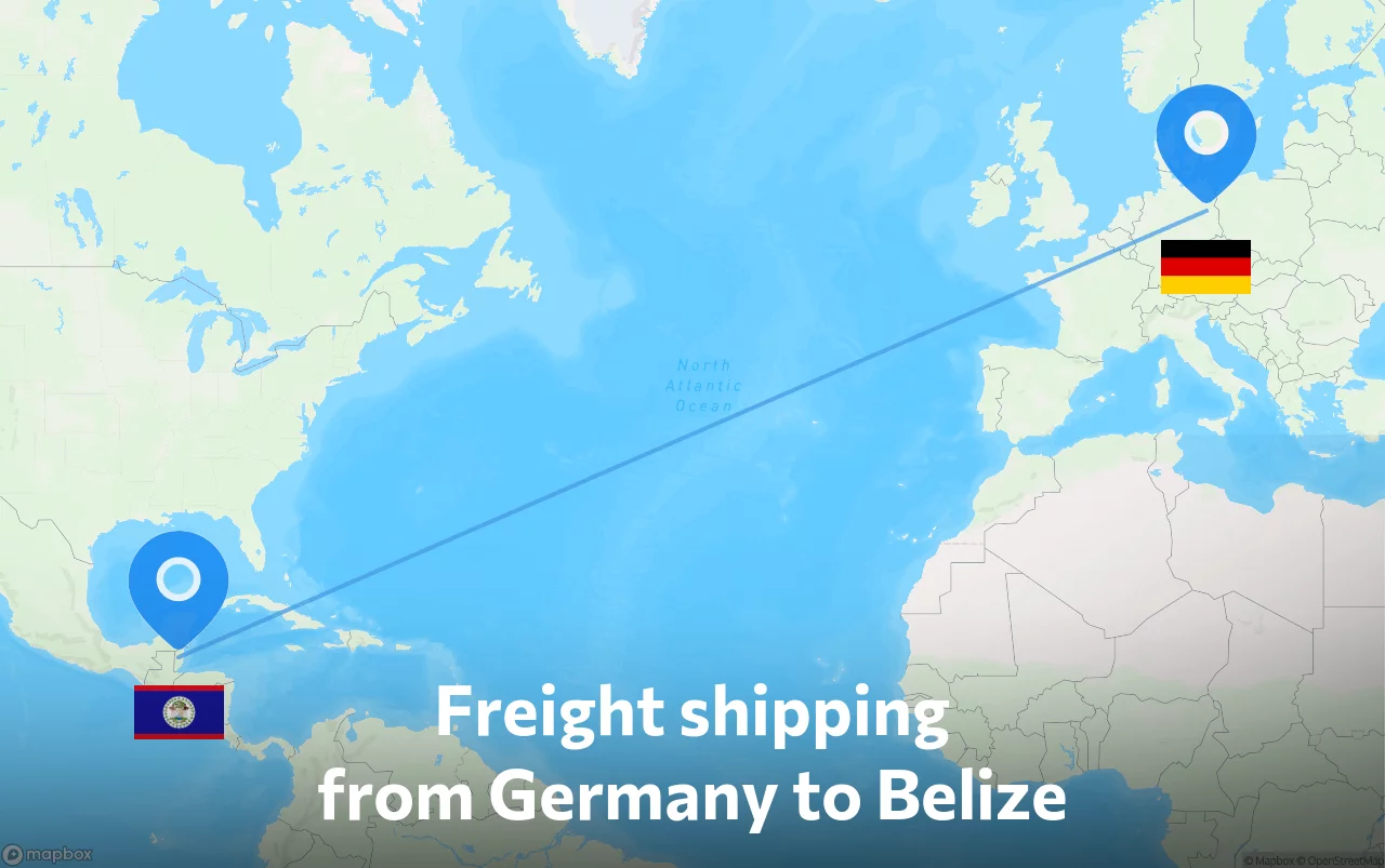 Shipping route from Germany to Belize