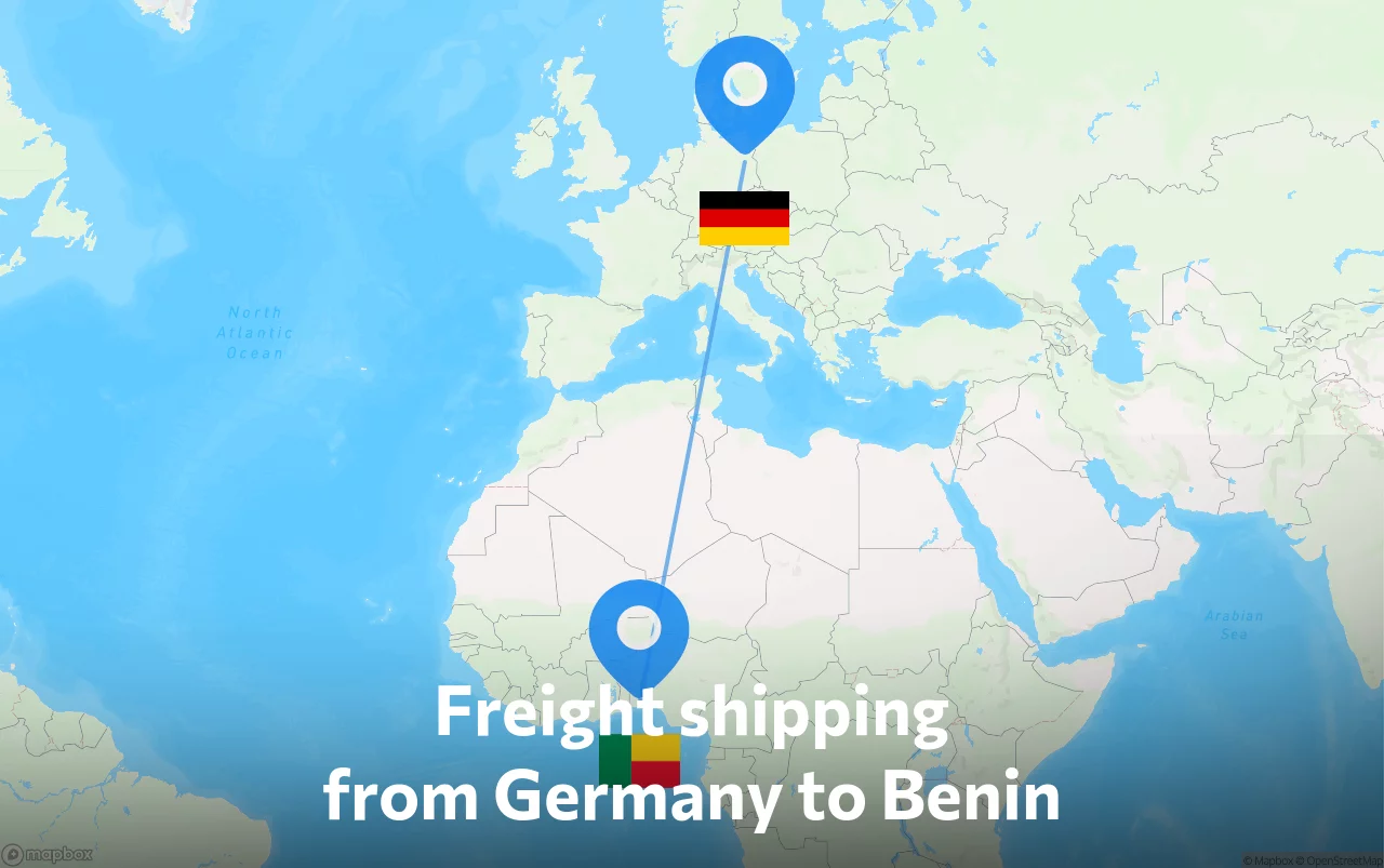 Shipping route from Germany to Benin