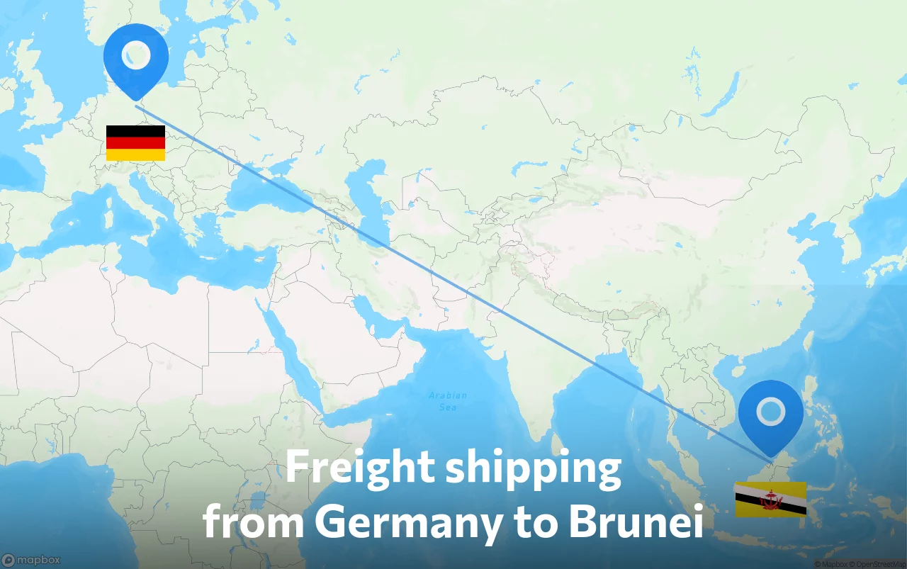 Shipping route from Germany to Brunei