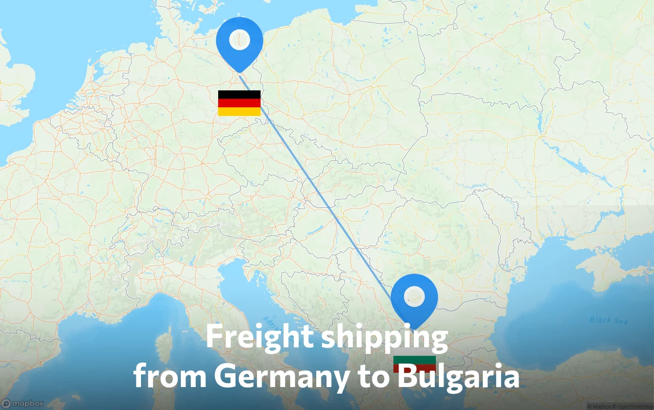 Shipping route from Germany to Bulgaria