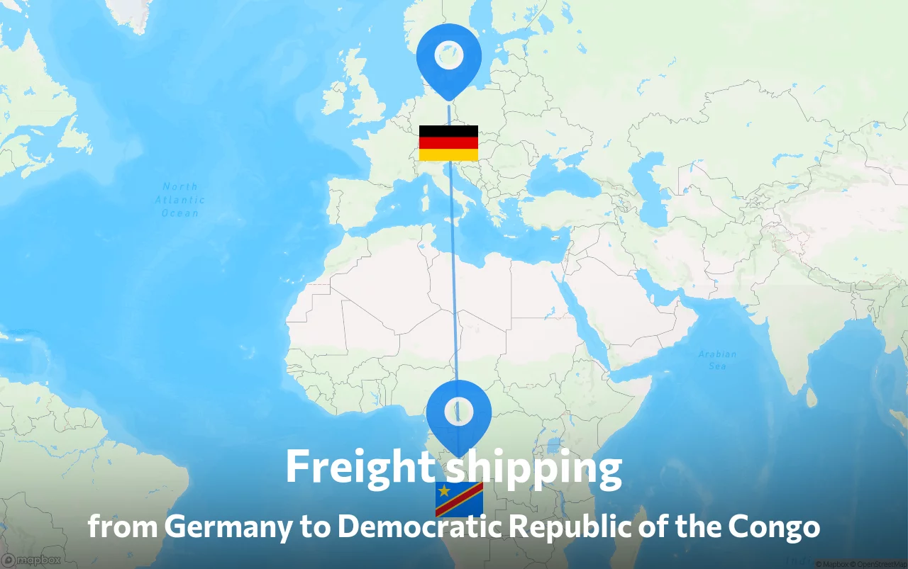 Shipping route from Germany to Democratic Republic of the Congo