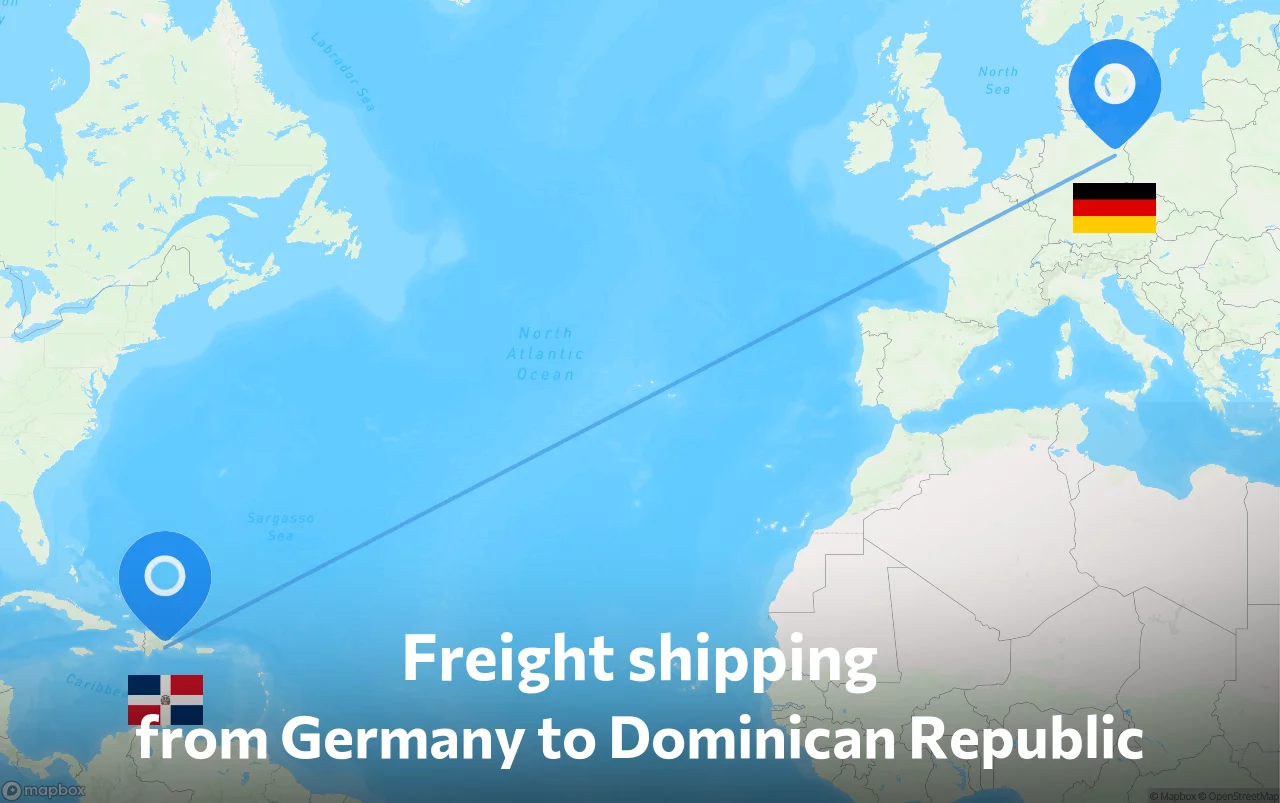 Shipping route from Germany to Dominican Republic