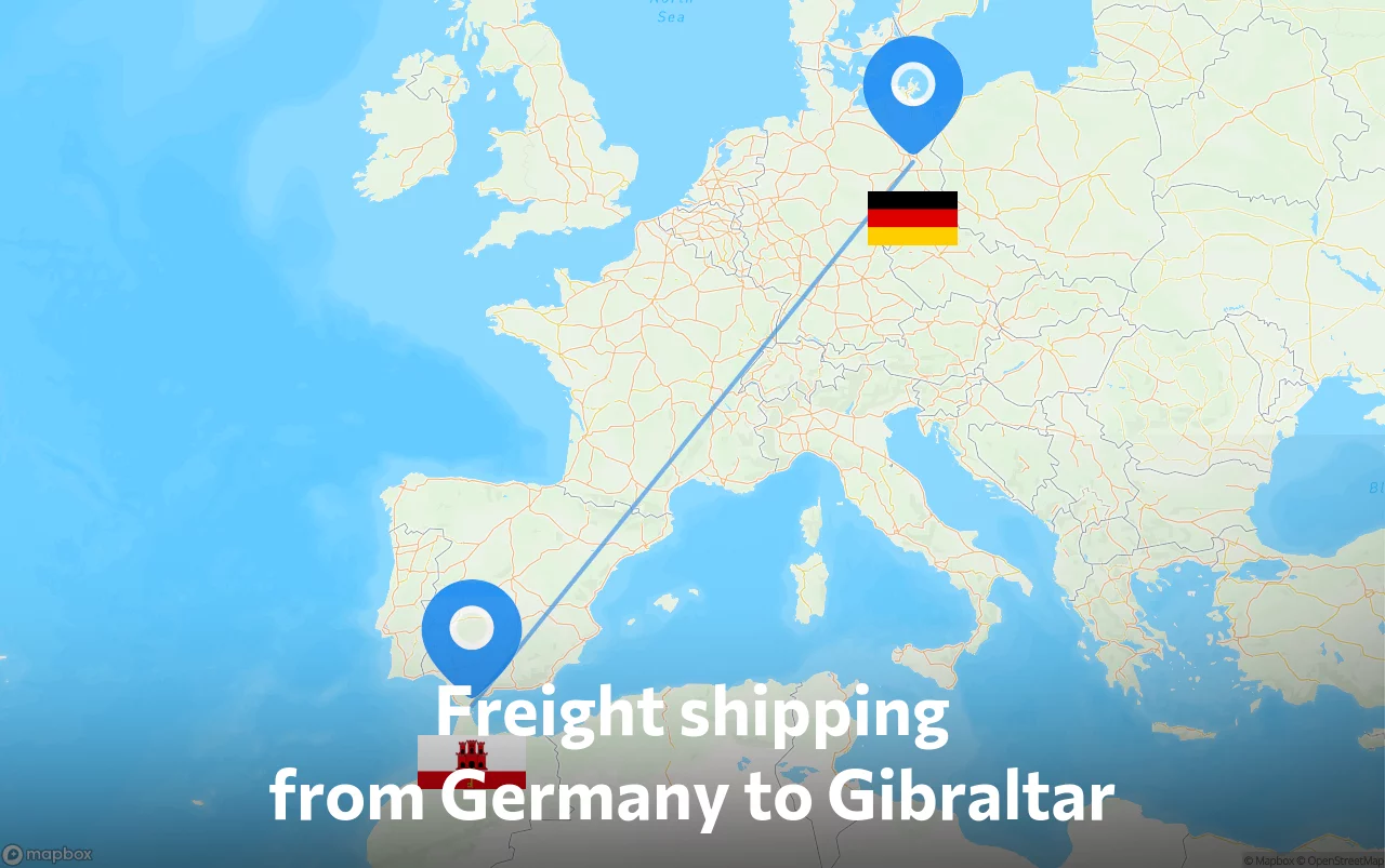 Shipping route from Germany to Gibraltar