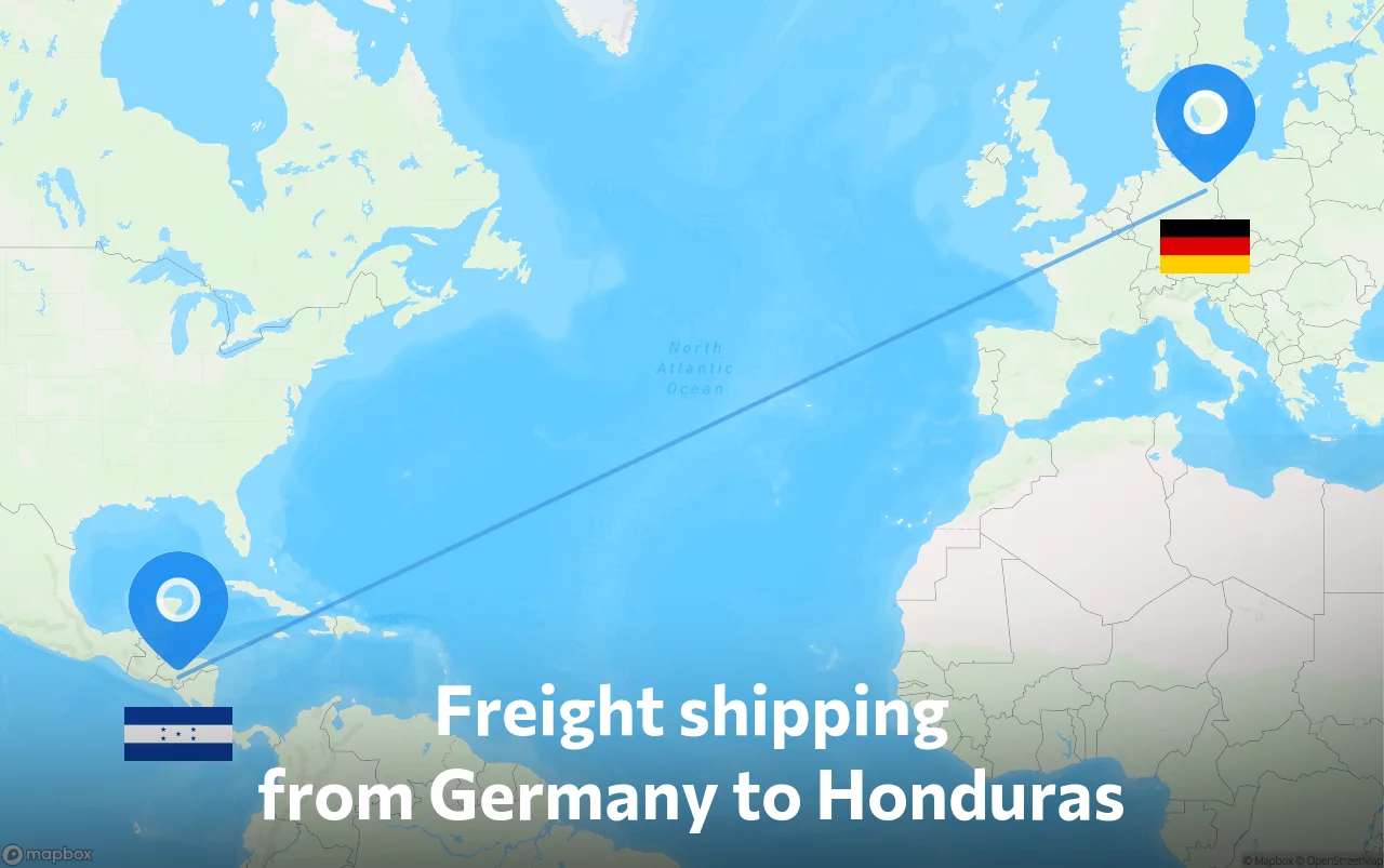 Shipping route from Germany to Honduras