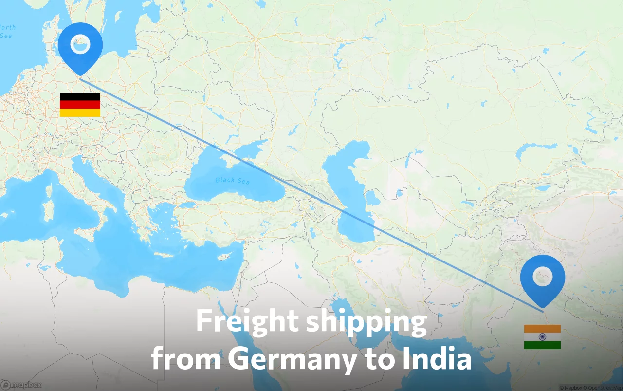 Shipping route from Germany to India