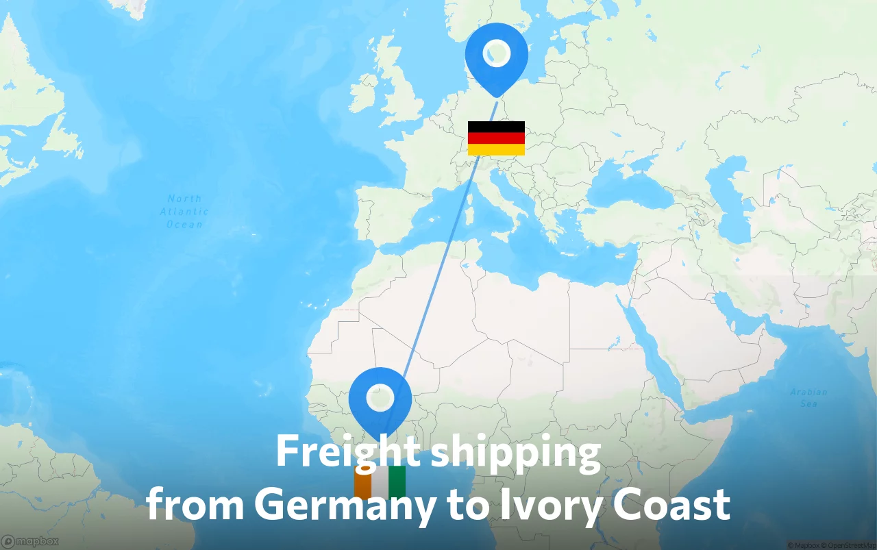 Shipping route from Germany to Ivory Coast