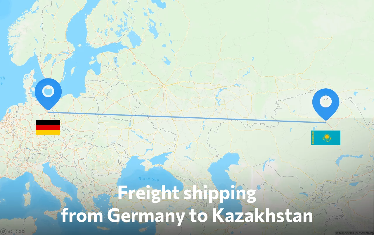 Shipping route from Germany to Kazakhstan