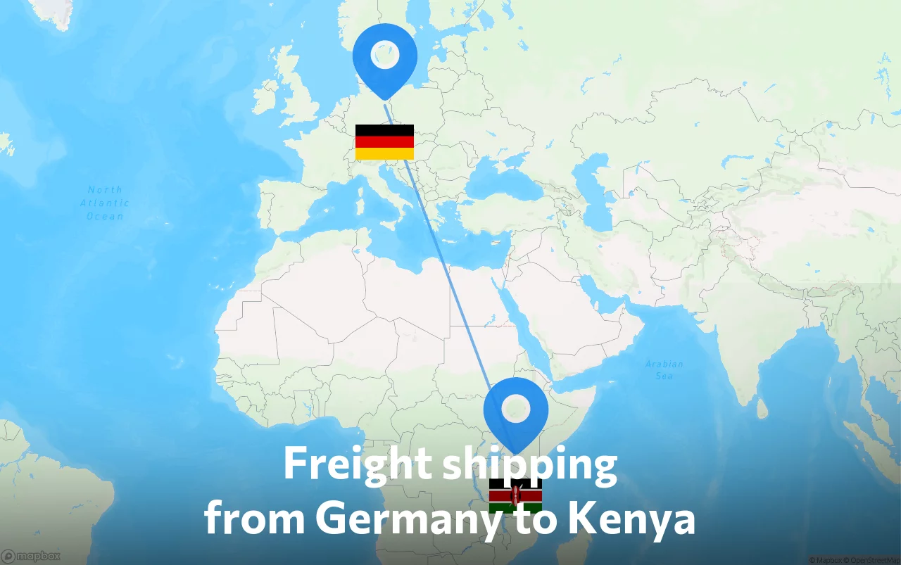 Shipping route from Germany to Kenya