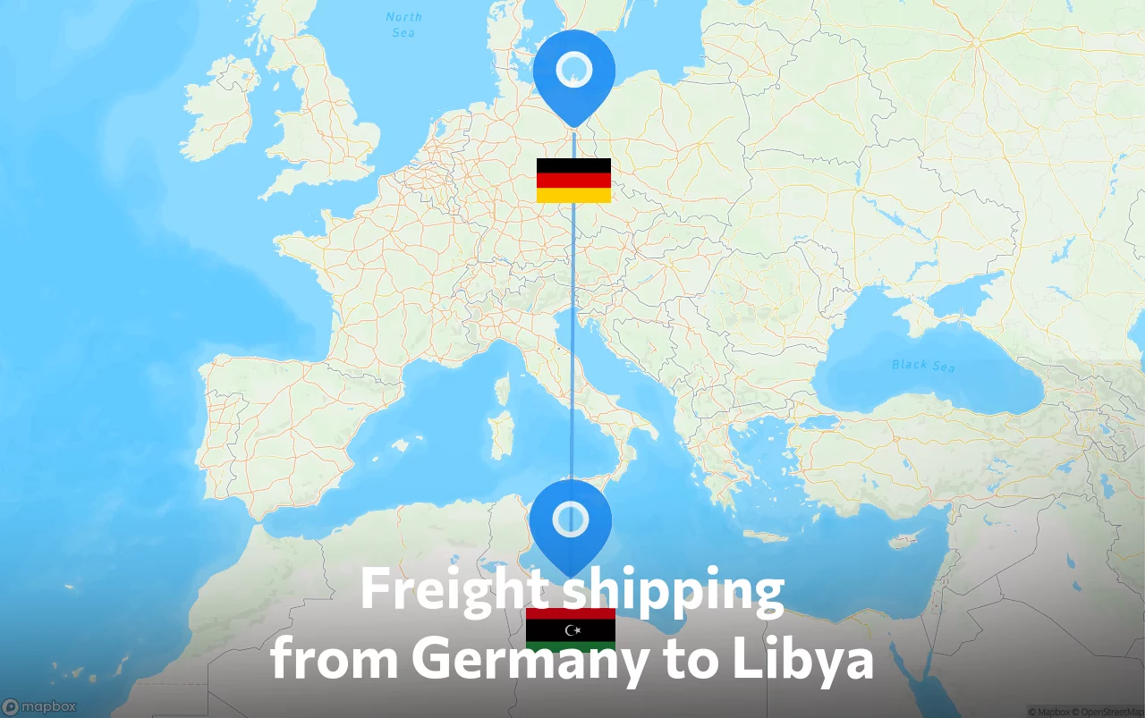 Shipping route from Germany to Libya