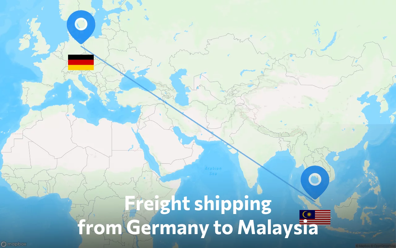 Shipping route from Germany to Malaysia