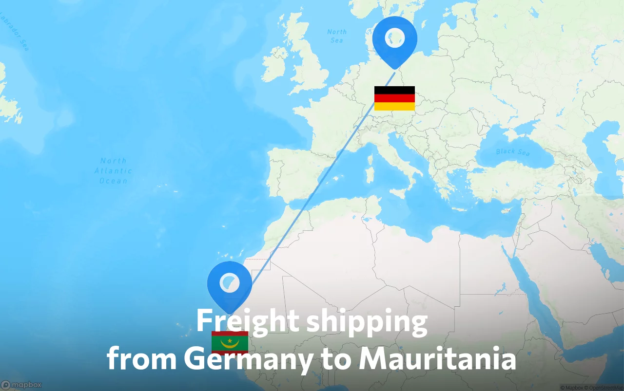 Shipping route from Germany to Mauritania