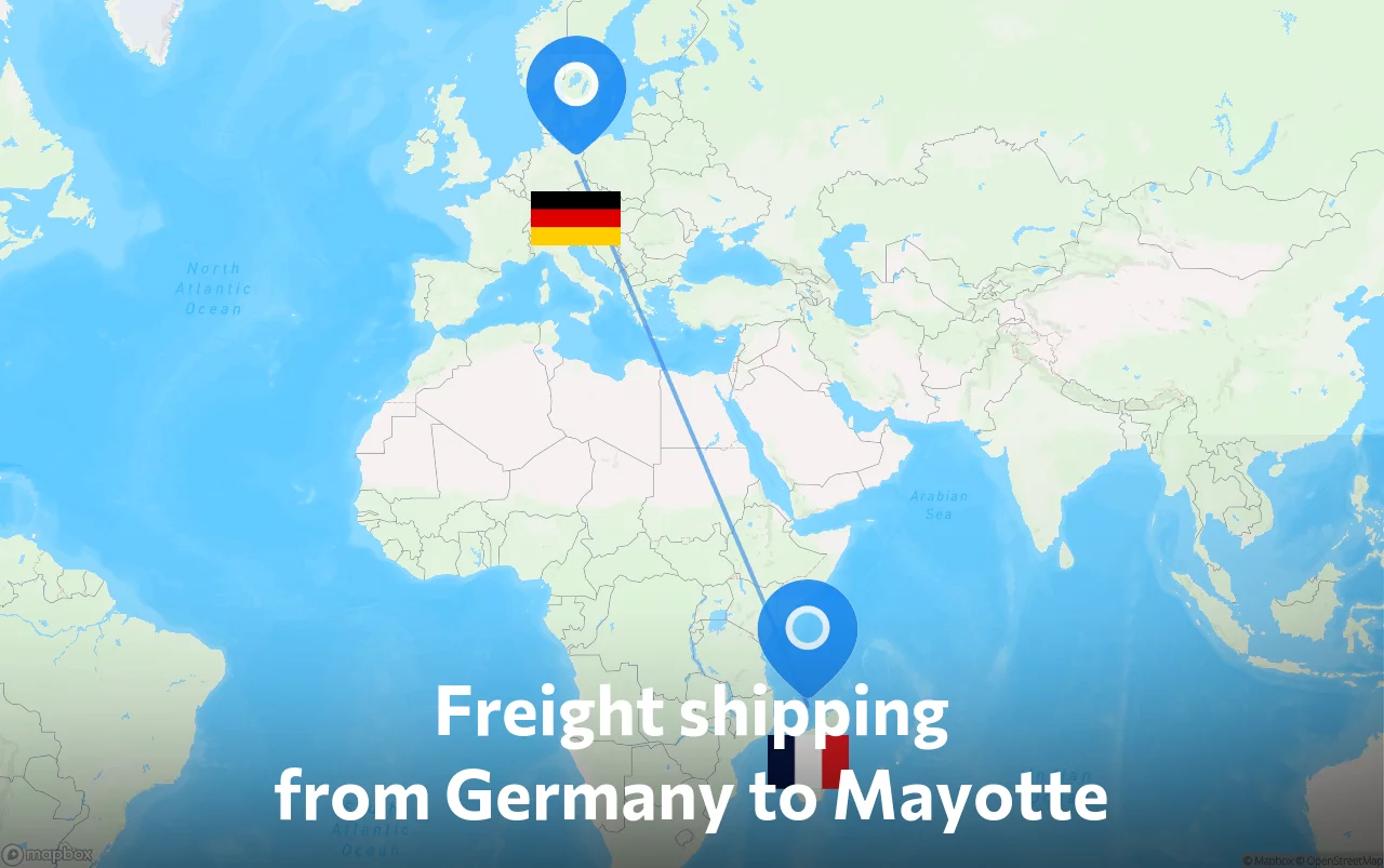 Shipping route from Germany to Mayotte
