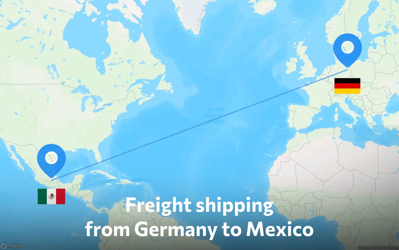 Shipping route from Germany to Mexico