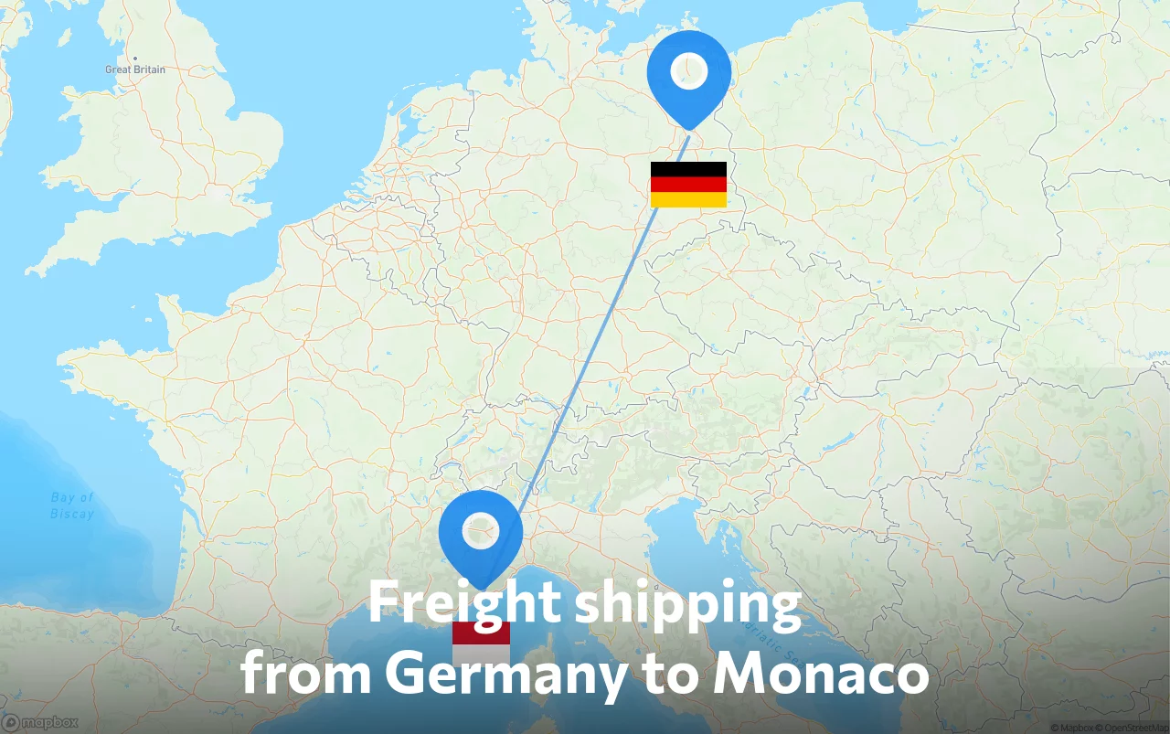 Shipping route from Germany to Monaco