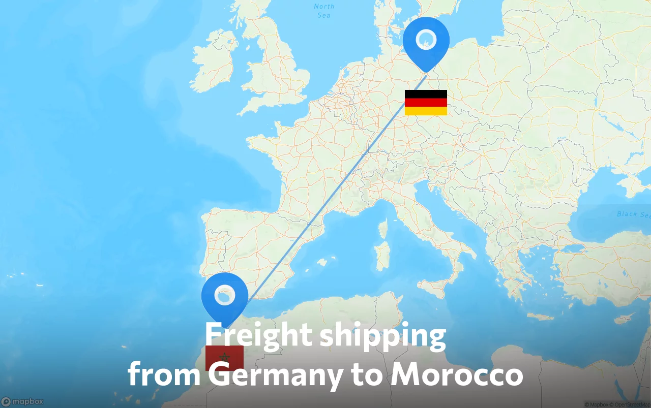 Shipping route from Germany to Morocco