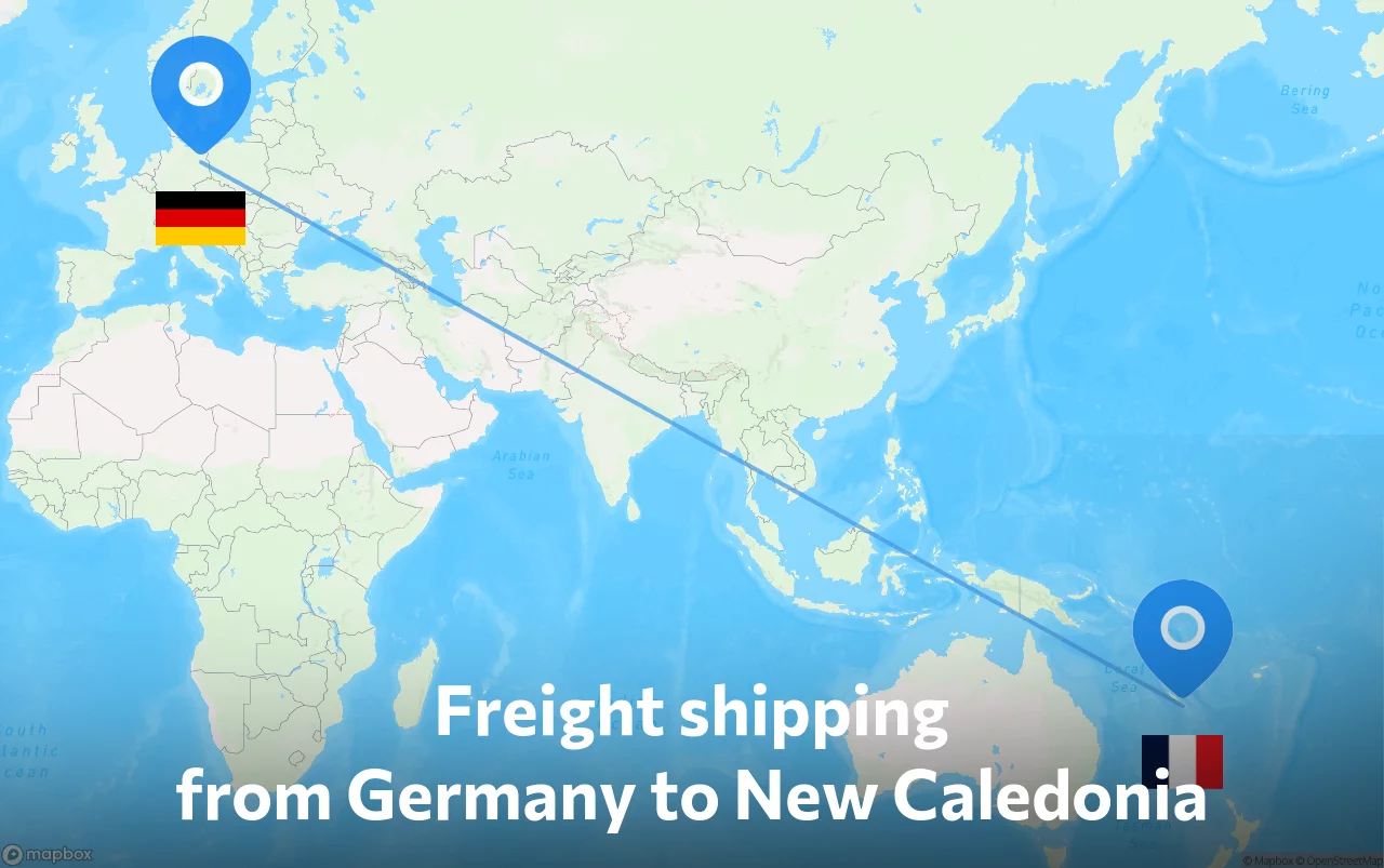 Shipping route from Germany to New Caledonia