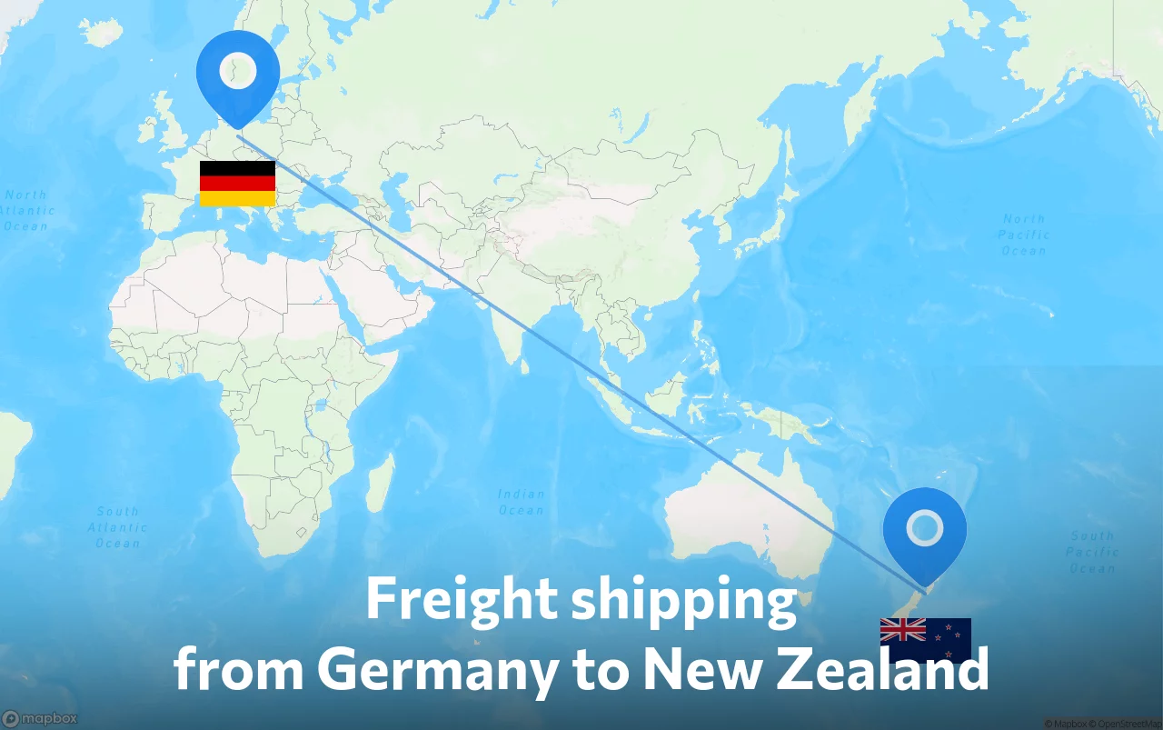 Shipping route from Germany to New Zealand
